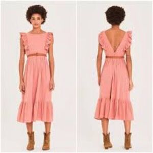 Ba&sh Joyce Cotton Rose Midi Dress Size XS‎